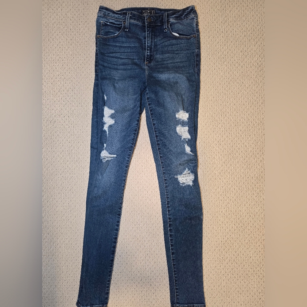 Abercrombie & Fitch Dark Blue Distressed Skinny Jeans